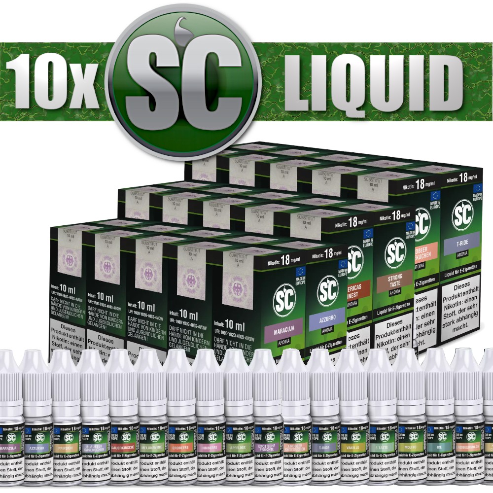 SC Liquid 10x 10 ml alle Sorten - 100ml E-Liquid