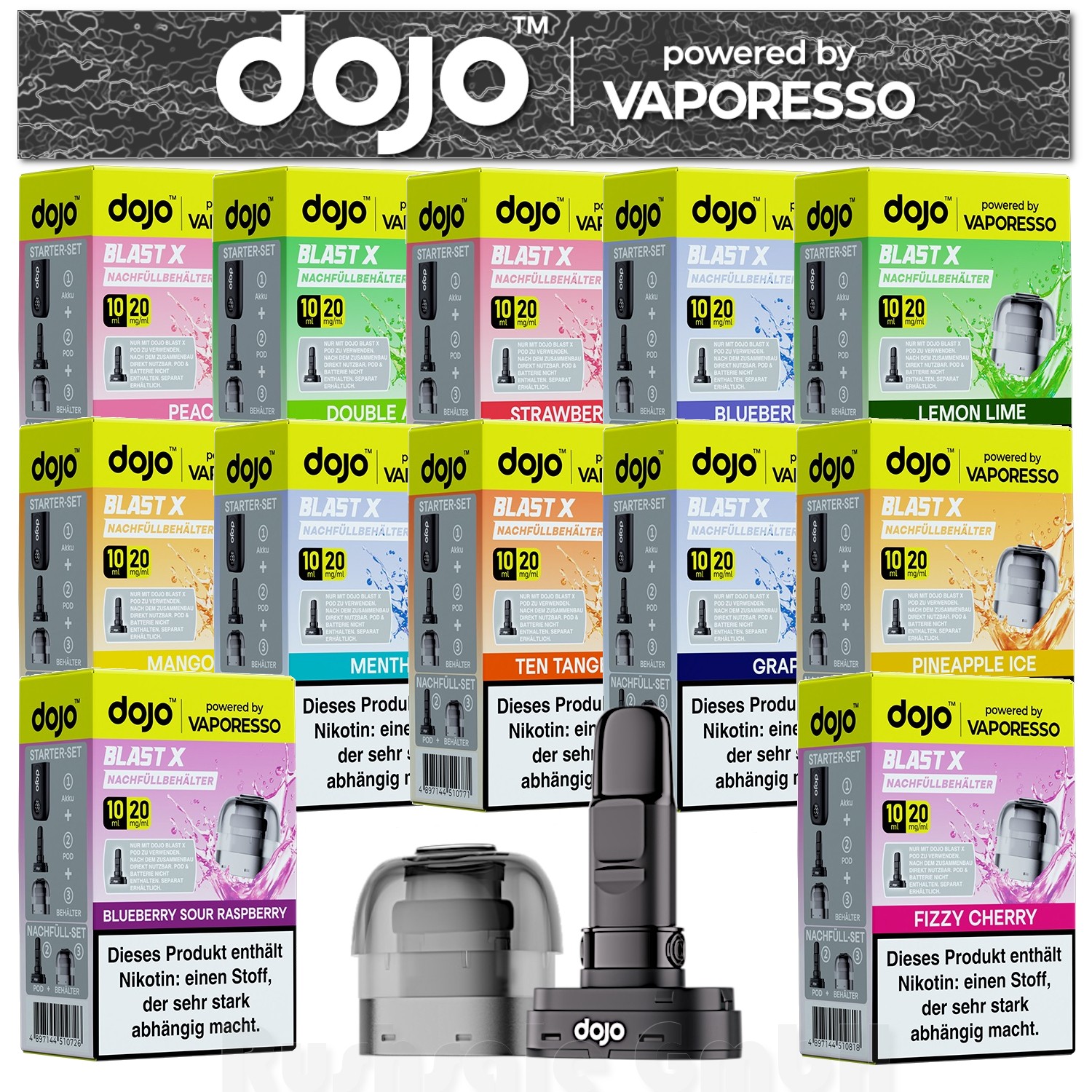 Vaporesso Dojo Blast X Kombi 10ml Nachfülltank 20mg Nikotinsalz Liquid + Leerpod