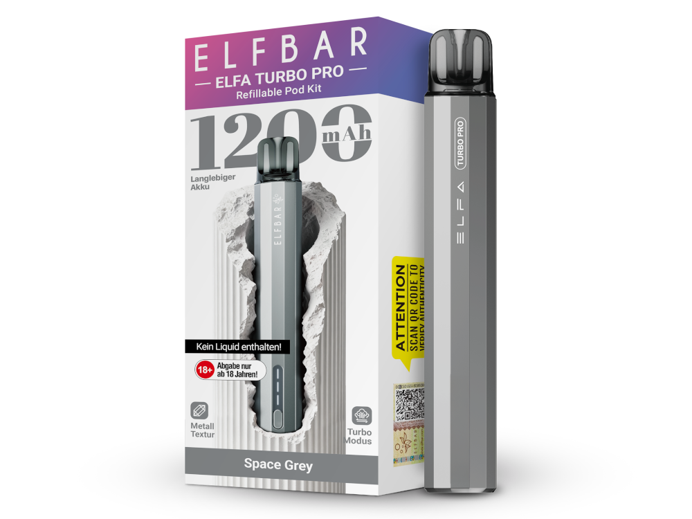 Elfbar - Elfa Turbo Pro E-Zigaretten Set Space Grey