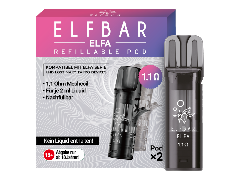 Elfbar - Elfa Leer-Pod 1,1 Ohm (2 Stück pro Packung)