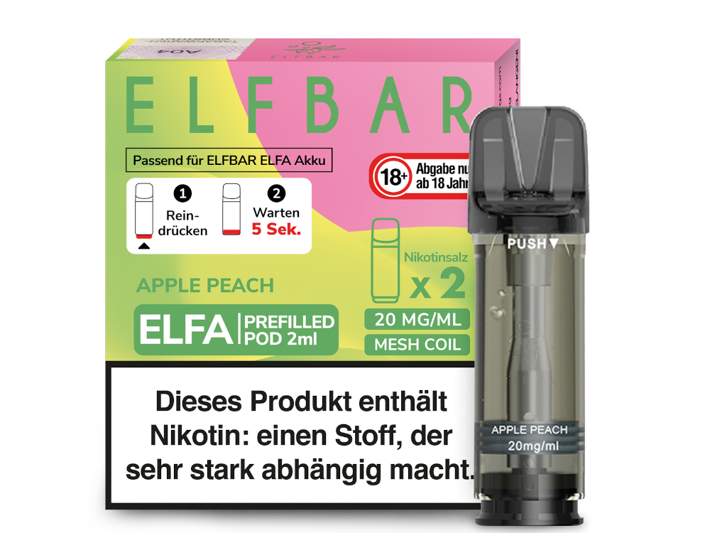 Elfbar - Elfa Pod Apple Peach 20 mg/ml (2 Stück pro Packung)