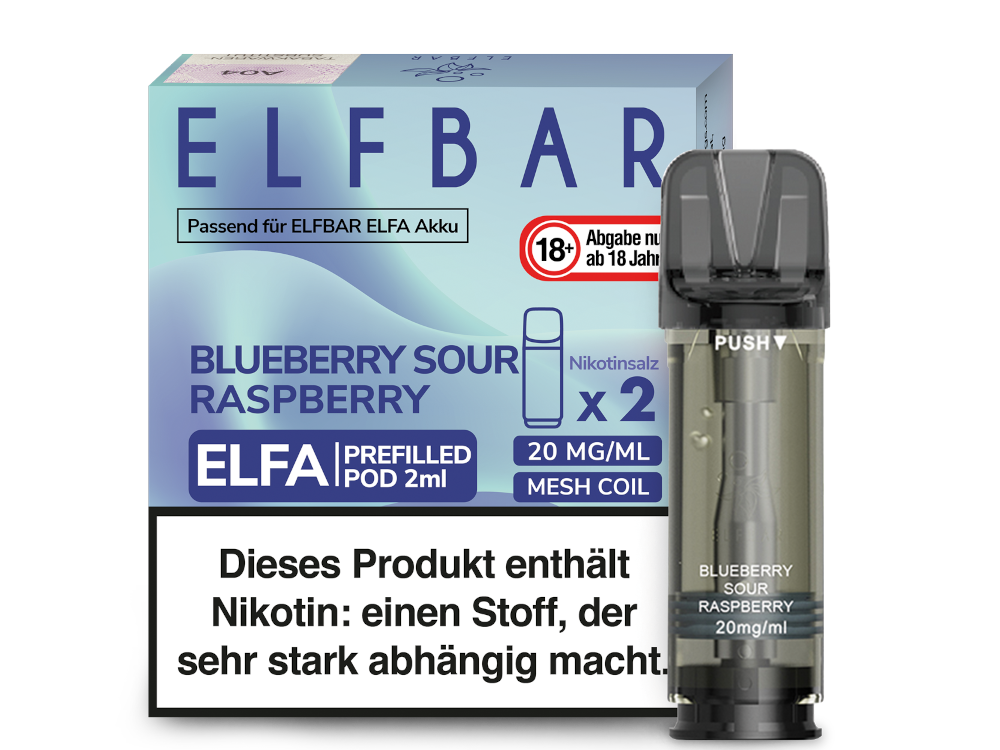 Elfbar - Elfa Pod Blueberry Sour Raspberry 20 mg/ml (2 Stück pro Packung)