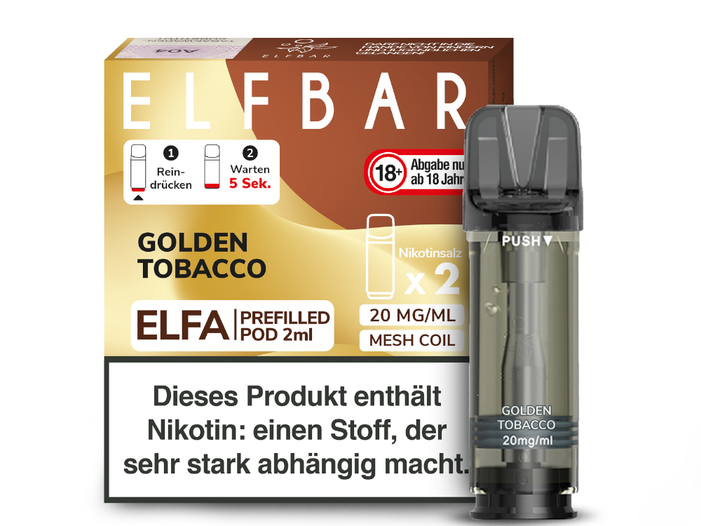 Elfbar - Elfa Pod Golden Tobacco 20 mg/ml (2 Stück pro Packung)