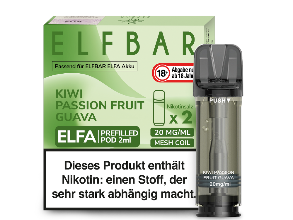 Elfbar - Elfa Pod Kiwi Passion Fruit Guava 20 mg/ml (2 Stück pro Packung)