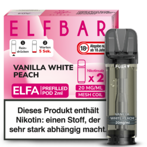 Elfbar – Elfa Pod Vanilla White Peach 20 mg/ml (2 Stück pro Packung)